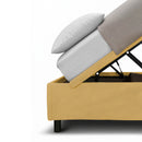 Letto Singolo Contenitore Imbottito Microfibra Ocra BoxMax Testata Soft Varie Misure