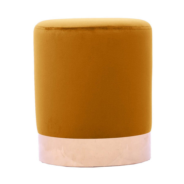 Pouf Ø33x39 cm con placca dorata e velluto nocciola prezzo