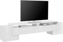 Mobile Tv 3 Ante e Ripiano a Giorno 210x45x45 cm Pillon Low 2A 1R Bianco Lucido  