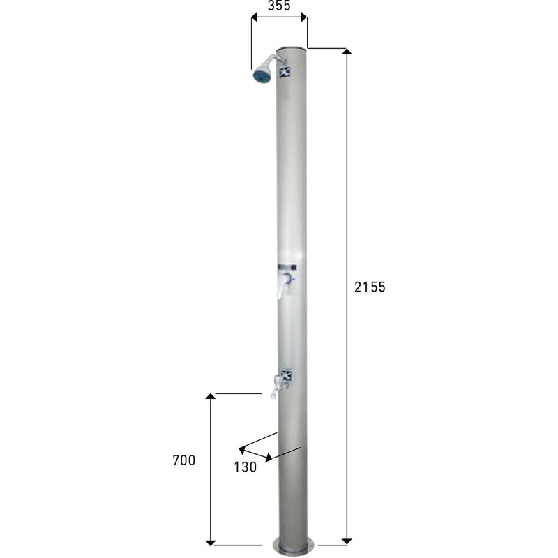 Doccia Solare da Giardino 28L Miscelatore e Lavapiedi ATI Docce D Inox Anodizzato