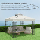 Copertura per Gazebo da Giardino 3x3 m UPF30+ a 2 Livelli in Poliestere Grigio Chiaro      
