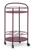 Carrello da Cucina 45x81 cm con Portabottiglie e Ruote in Acciaio Bordeaux