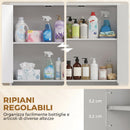 Mobile Bagno Alto Slim 60x30x170 cm con Cassetti e Ripiani in MDF e Acciaio Bianco Lucido      