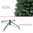 Albero di Natale Innevato Slim Ø56x225 cm con 624 Rami Base Rimovibile e Pieghevole in PVC Verde      