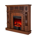 Camino Elettrico da Pavimento 112x115x30 cm Effetto Fiamma 1600W Amsterdam & Corsica Noce