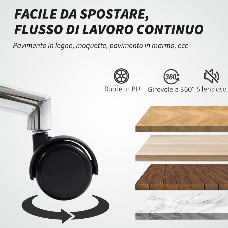 Sedia per Scrivania 52x58x80-90 cm Girevole con Ruote in Silicone PU Blu  