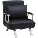 Poltrona Letto Singolo 65x69x80 cm Schienale Reclinabile su 5 Posizioni Nero   