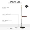 Lampada da Terra 43x29x160 cm E27 con Ripiano Nero e Oro