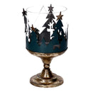 Portacandele metallo con alberi oro tondo cm Ø12xh23