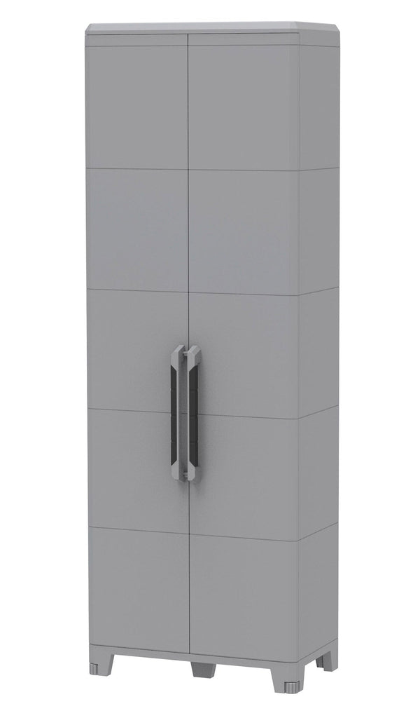 Armadio Portascope Modulare da Esterno 78x43,6x225,8 cm 2 Ante 5 Ripiani in Polipropilene Transforming Grigio e Nero online