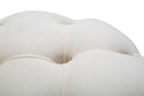Puff Contenitore Rich Crema Ø55x42 cm in Legno Spugna Poliestere e Acciaio Crema e Oro