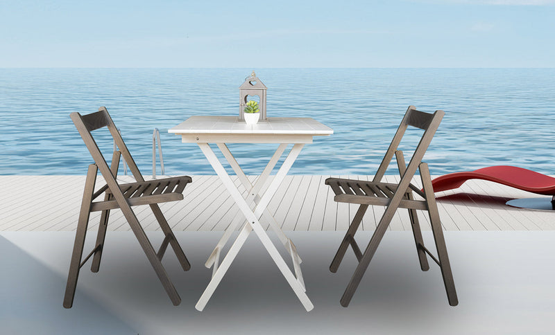 Set 4 Sedie Pieghevole 47,5x42,5x45/79 cm in Legno di Faggio FSC Grigia