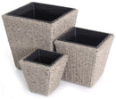 Set 3 Portavasi Quadrati in Polyrattan Bauer Beige