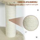 Albero Tiragraffi per Gatti 61x41x96 cm con Corda di Juta  Beige