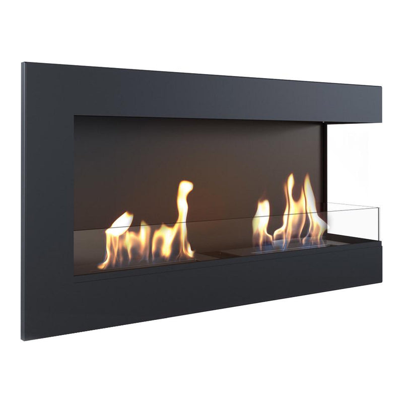 Camino a Bioetanolo da Incasso 90x48 cm con Vetro Flig Tampa Nero Angolo a Destra