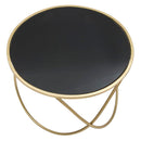 Tavolinetto Ring Ø60x45 cm in Ferro MDF e Specchio Nero e Oro