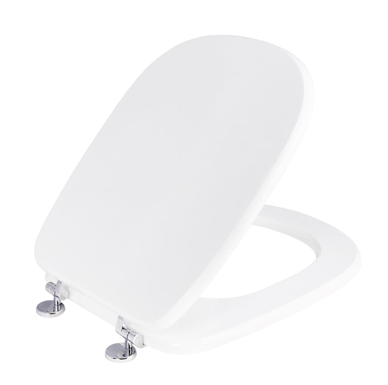 Copriwater Universale 35,5x43,3 cm in MDF Cerniere in Metallo Cromato Tesi Bianco Lucido