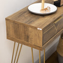 Tavolo Consolle Ingresso 120x29x79 cm in Truciolato e Acciaio Bronzo