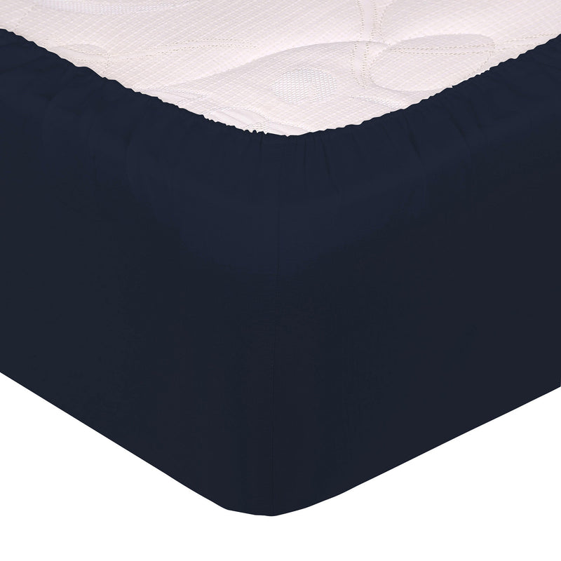 Lenzuolo Sotto con Angoli ed Elastico Tinta Unita Blu Scuro Varie Misure