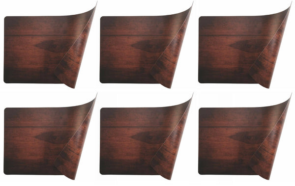 Set 6 Tovagliette Double Face 45x30x0,5 cm  in Plastica VdE Tivoli 1996 Wood Marrone scuro sconto