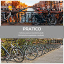 Rastrelliera Porta Biciclette 6 Posti 179x33x27 cm in Acciaio Nero