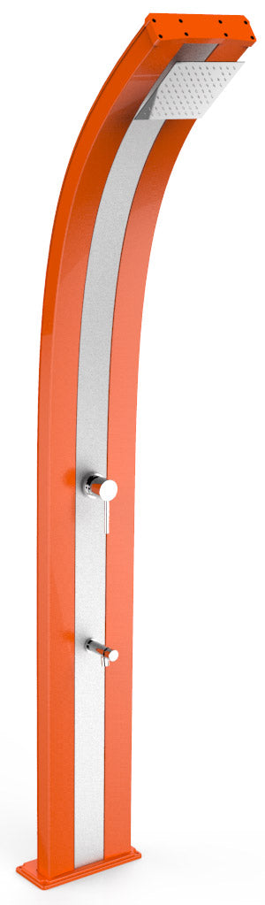 online Doccia Solare da Esterno Giardino 40L Miscelatore e Lavapiedi Arkema Dada Fascia Inox Arancio