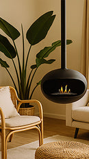 Camino a Bioetanolo a Soffitto Skyfall Serbatoio 850 ml in Acciaio Verniciato Nero