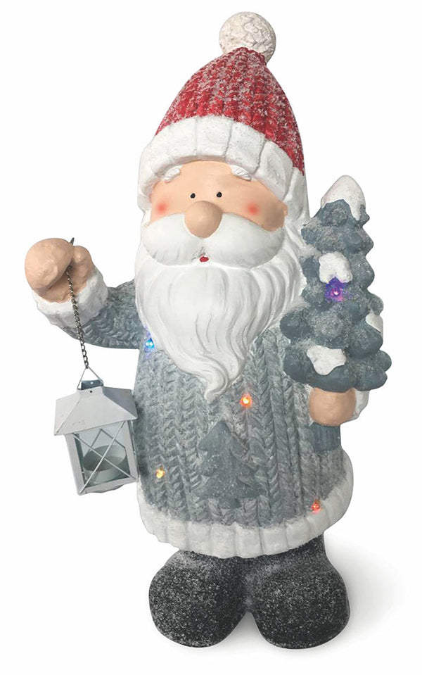 Leuchtende Weihnachtsmannpuppe 5 LED in Magnesia H58 cm Soriani Grey sconto