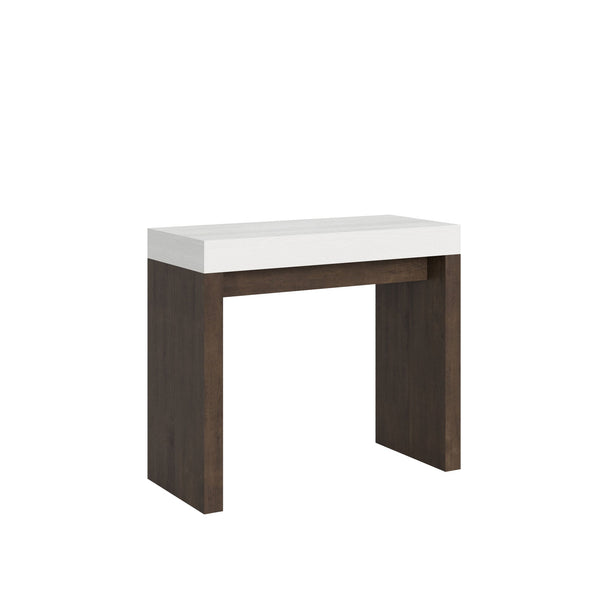 online Consolle Allungabile 90-300x40x77 cm in Nobilitato Bianco e Noce