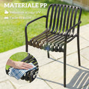 Set 4 Sedie da Esterno Impilabili 55x58,5x81,5 cm Sedie da Pranzo con Schienale Curvo Seduta a Doghe e Braccioli in PP Nero      