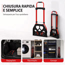 Carrello Portapacchi 38,5x40x102 cm con Maniglia Telescopica Portata 60 kg e Telaio in Acciaio Rosso      