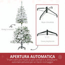 Albero di Natale Innevato Alto 150 cm con 358 Rami Ignifughi e Base in Acciaio Verde      