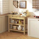 Carrello Cucina 100x43x75 cm con 2 Cassetti 2 Ripiani a Doghe e 2 Rotelle in Legno di Bambù      