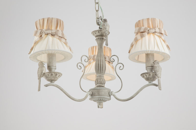 Lampadario Elegant in Metallo Bird Bianco Antique