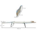 Set 2 Lettini Prendisole Pieghevoli 137x56x82 cm in Metallo Tessuto a Rete Beige