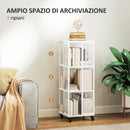 Libreria Moderna a 3 Ripiani 35x35x99 cm con Ruote in Metallo a Rete Bianco  