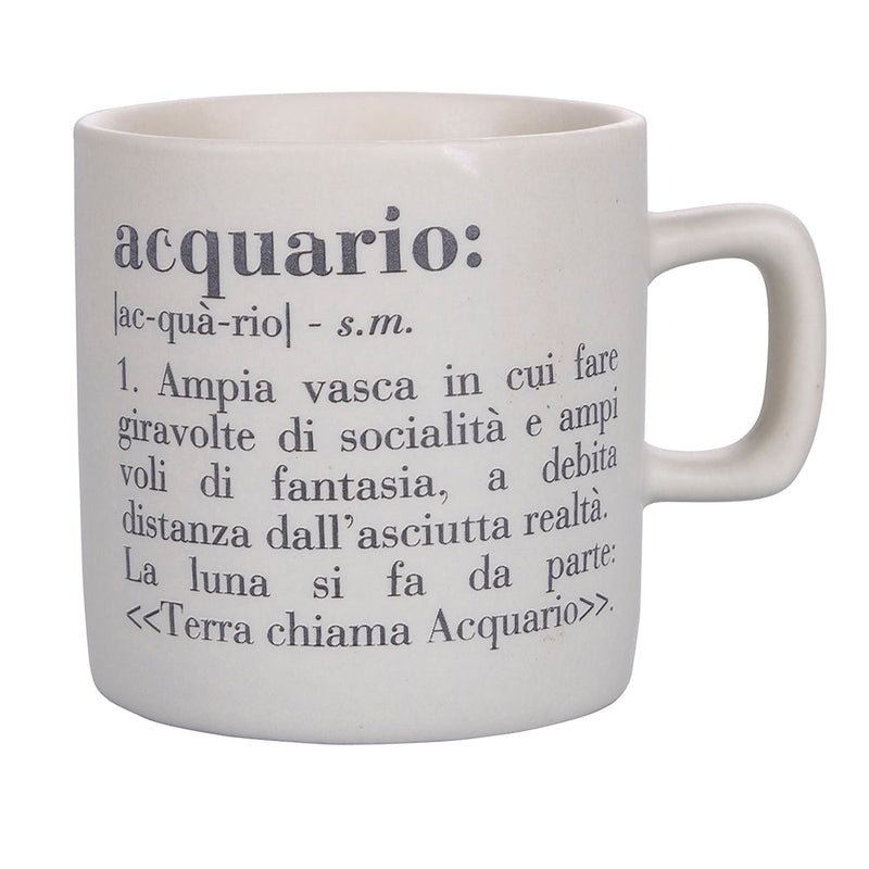 Tazzina Caffè Zodiaco "acquario" Ø6x6,5 cm in Bone China VdE Tivoli 1996 Bianco