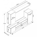 Parete Attrezzata Soggiorno Bridge 207x34x170 h cm in Truciolare bilaminato Bianco