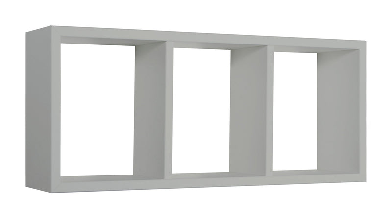 Mensola Rettangolare 3 Scomparti da Parete 70x30x15.5 cm in Fibra di Legno Tristano Grigio Sasso