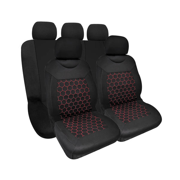 online Satz Universal-Vorder- und Rücksitzbezüge aus Polyester und Dublin Sponge Schwarz/Rot