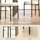 Set 2 Sedie Sala da Pranzo 51x51x76 cm in Tessuto Sherpa con Gambe in Acciaio Beige      