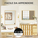 Specchio da Parete Rettangolare 60x80 cm con Ganci in Vetro e MDF Color Legno      