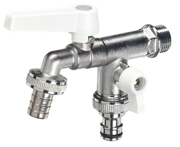 Rubinetto a Sfera Doppio per Fontana da Giardino con Leve Colorate Belfer RUB/027 Bianco online