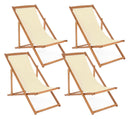 Set 4 Sedie Sdraio Reclinabile Pieghevole 60x106x88 cm in Legno Relax Noemi Ecru’