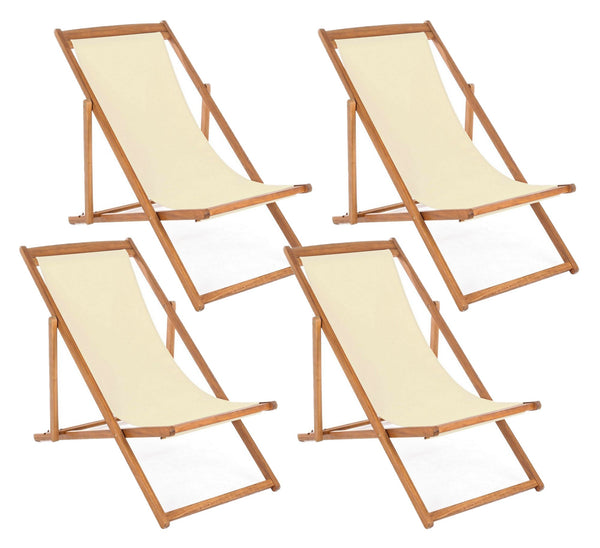 Set 4 Sedie Sdraio Reclinabile Pieghevole 60x106x88 cm in Legno Relax Noemi Ecru’ online