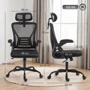 Sedia Ufficio Ergonomica 59x62x107-125 cm con Braccioli Ribaltabili Poggiatesta e Altezza Regolabili in Rete Traspirante Nero      