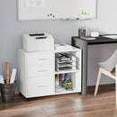 Mobile 3 Cassetti 2 Ripiani 80x40x65 cm con Ruote in Truciolare Bianco