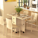 Tavolo Pieghevole 120x60x76,5 cm con 2 Cassetti e Armadietto 6 Rotelle e Freni Color Legno      