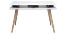 Tavolo Rettangolare con Vano Porta Oggetti 120x70x75 cm in MDF e Legno Bianco/Faggio