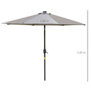 Ombrellone da Giardino con Luci LED a Pannello Solare Ø2,66m in Metallo e Poliestere Grigio